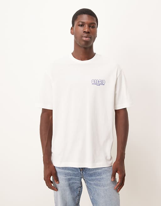 DESIGN relaxed fit t-shirt with bubble print detail in ecru