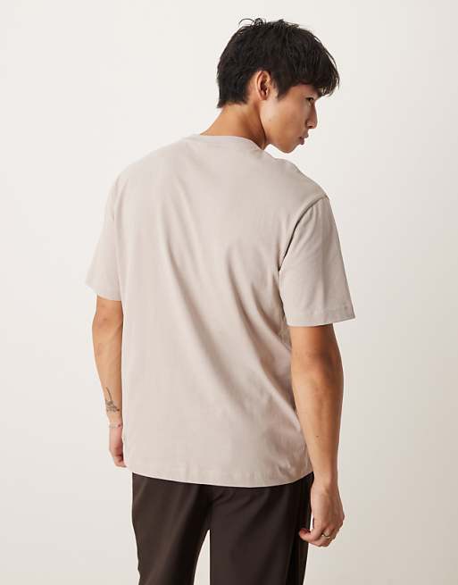 DESIGN Relaxed Fit T-shirt With Chest Print Detail In Stone