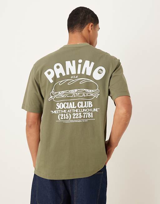 DESIGN relaxed fit t-shirt with food print in green