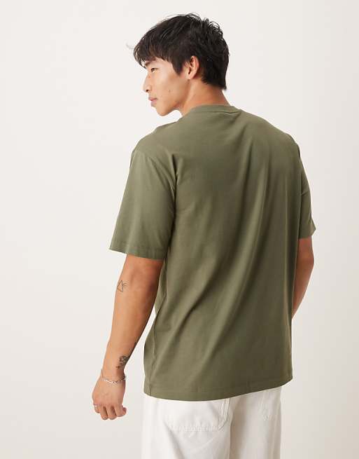 DESIGN Relaxed Fit T-shirt With Script Print Detail In Khaki