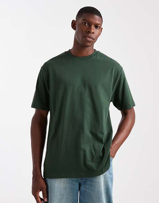 DESIGN Relaxed Fit T-shirt With Souvenir Print In Dark Green