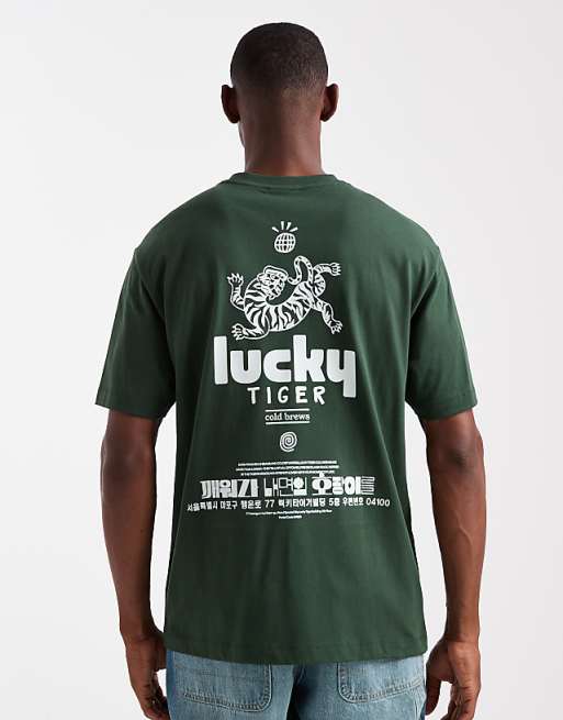 DESIGN relaxed fit t-shirt with souvenir print in dark green