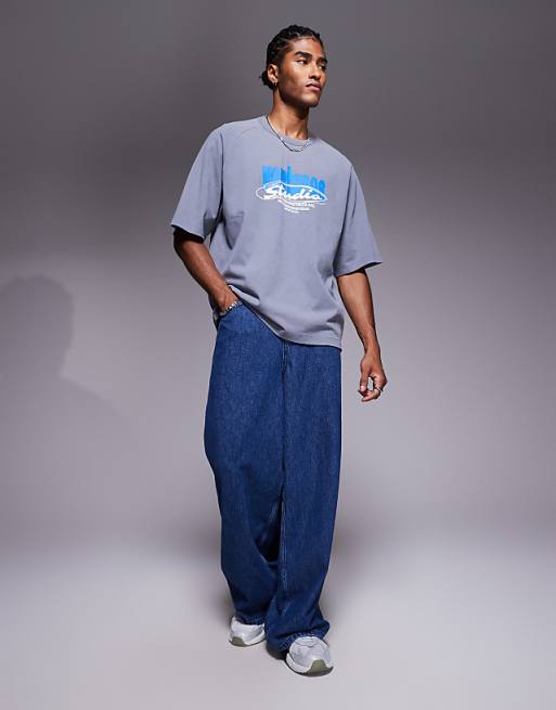 DESIGN Relaxed Fit T-shirt With Studio Ventures Graphic In Washed Grey