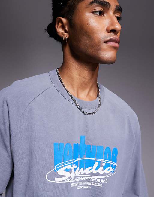DESIGN Relaxed Fit T-shirt With Studio Ventures Graphic In Washed Grey