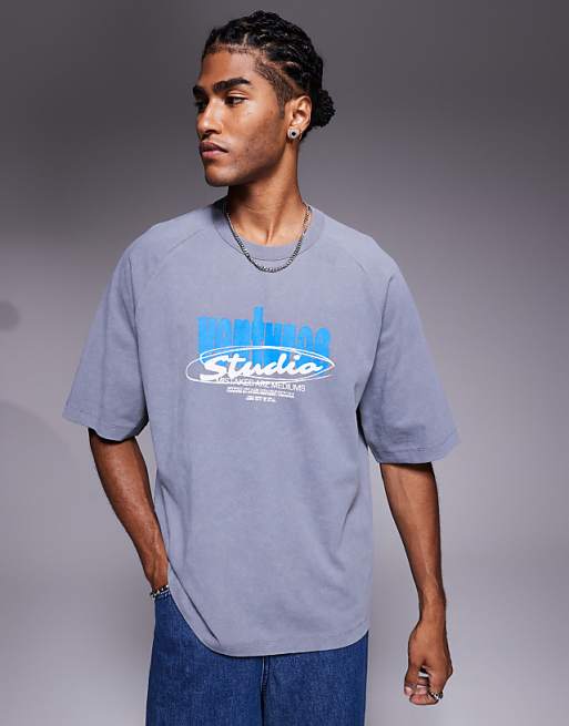 DESIGN relaxed fit t-shirt with studio ventures graphic in washed grey