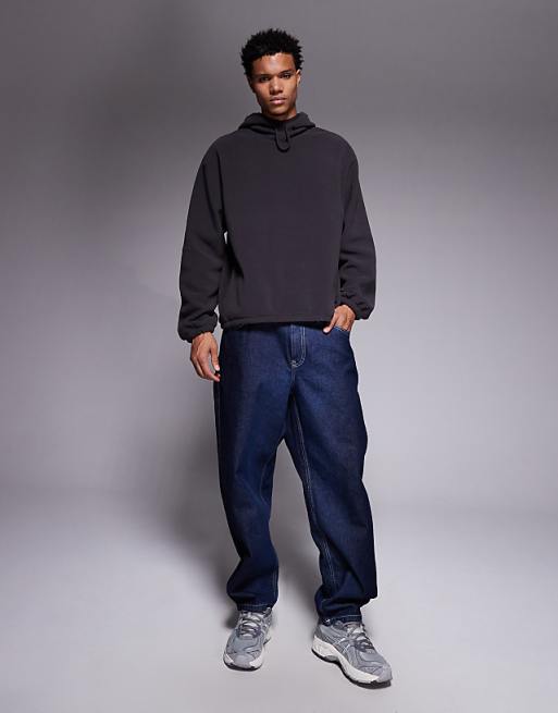 DESIGN Relaxed Fleece Hoodie In Charcoal