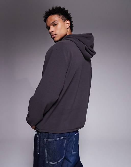 DESIGN Relaxed Fleece Hoodie In Charcoal