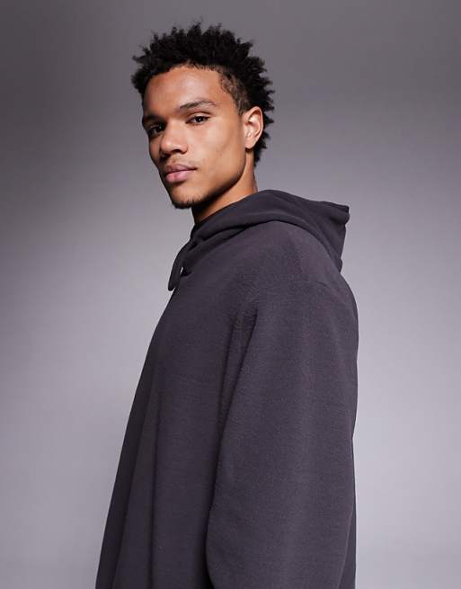 DESIGN Relaxed Fleece Hoodie In Charcoal