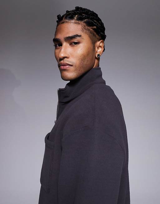 DESIGN Relaxed Fleece Sweatshirt In Charcoal