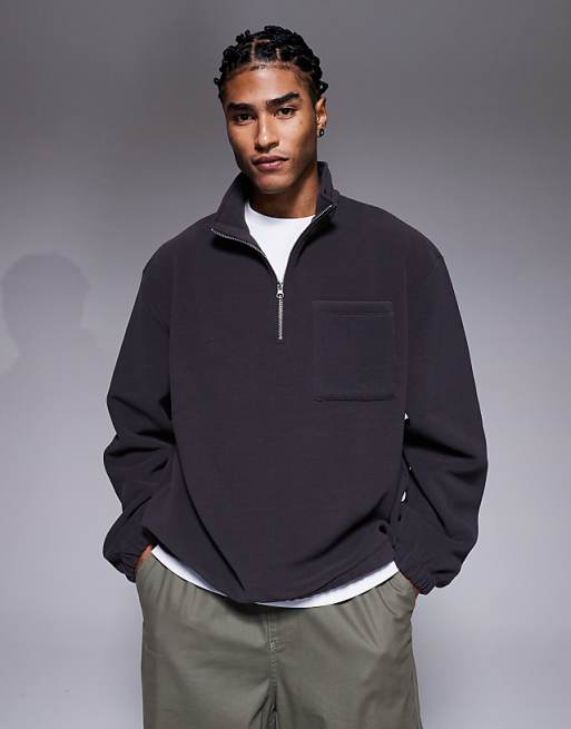 DESIGN Relaxed Fleece Sweatshirt In Charcoal