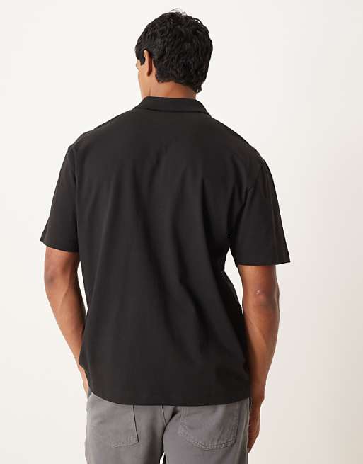 DESIGN Relaxed Heavyweight Polo With Print In Black