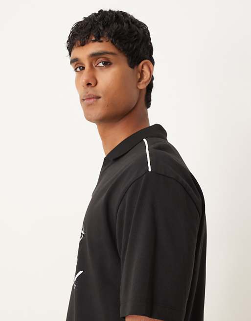 DESIGN Relaxed Heavyweight Polo With Print In Black