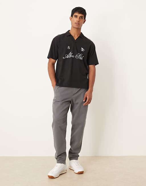 DESIGN Relaxed Heavyweight Polo With Print In Black
