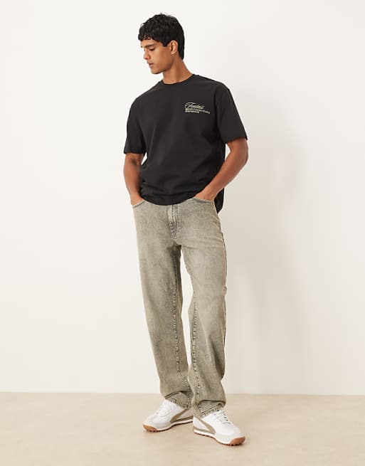 DESIGN Relaxed Heavyweight T-shirt With Back Print In Black