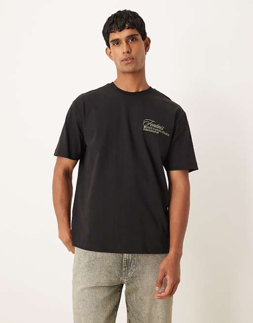 DESIGN Relaxed Heavyweight T-shirt With Back Print In Black