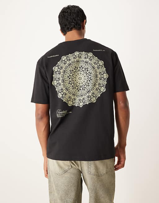 DESIGN relaxed heavyweight t-shirt with back print in black