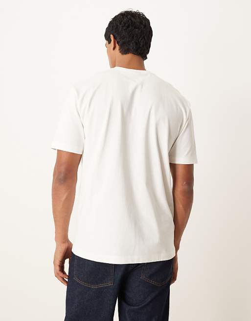 DESIGN Relaxed Heavyweight T-shirt With Print In Off White