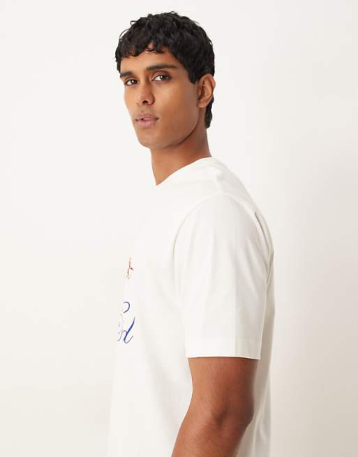 DESIGN Relaxed Heavyweight T-shirt With Print In Off White