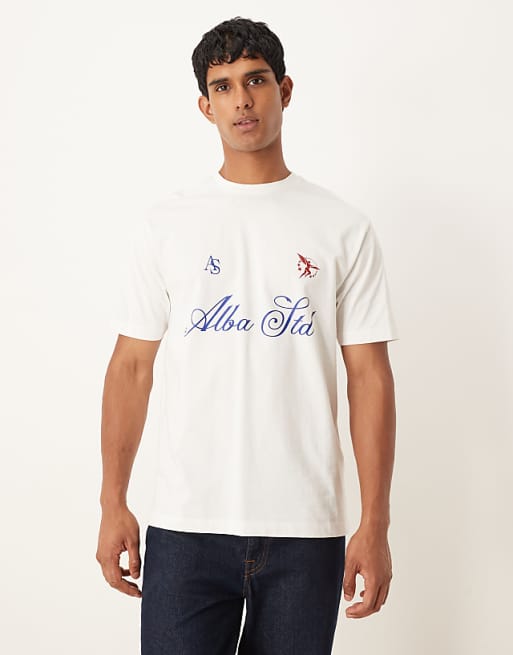 DESIGN relaxed heavyweight t-shirt with print in off white