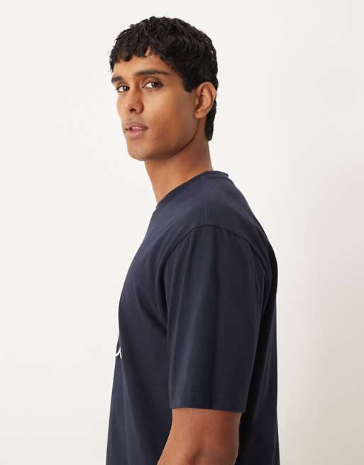 DESIGN Relaxed Heavyweight T-shirt With Text Embroidery In Navy