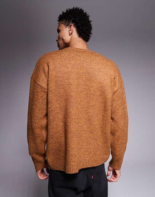 DESIGN Relaxed Knitted Crew Neck Jumper In Mustard