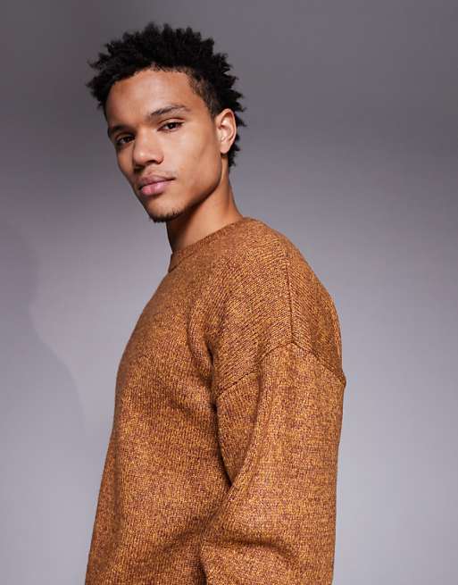 DESIGN Relaxed Knitted Crew Neck Jumper In Mustard