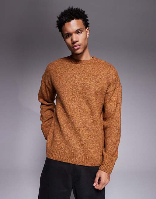 DESIGN relaxed knitted crew neck jumper in mustard