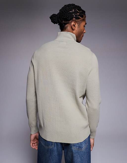 DESIGN Relaxed knitted Half Zip Jumper In Green