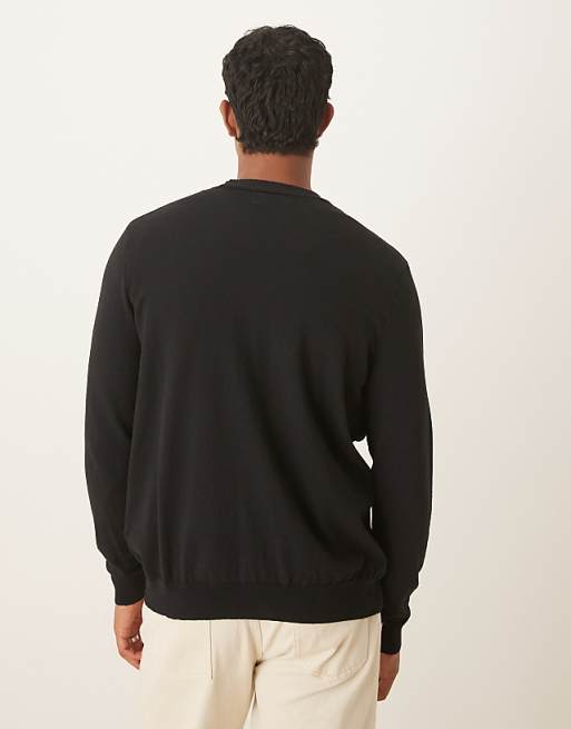 DESIGN Relaxed Knitted Lightweight Cardigan In Black