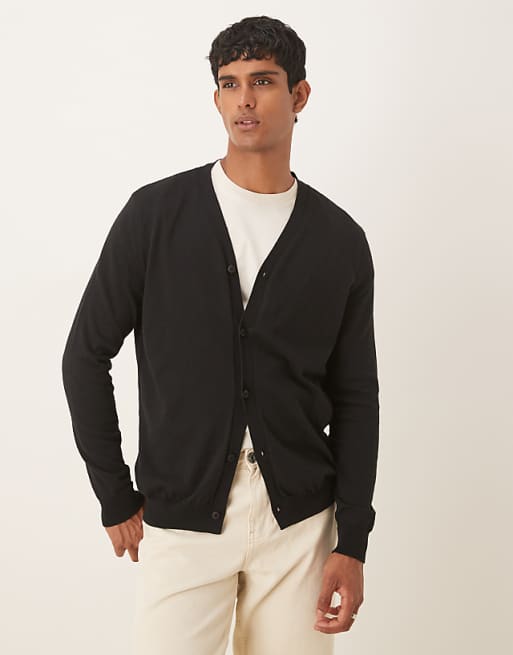 DESIGN relaxed knitted lightweight cardigan in black
