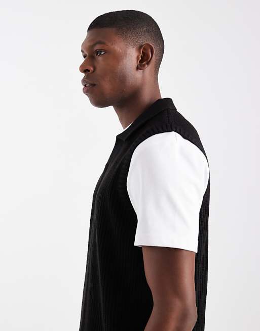 DESIGN Relaxed Knitted Notch Neck Tank In Black