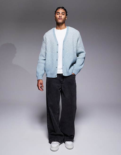 DESIGN Relaxed Knitted Ombre Cardigan In Blue