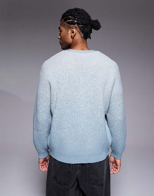 DESIGN Relaxed Knitted Ombre Cardigan In Blue