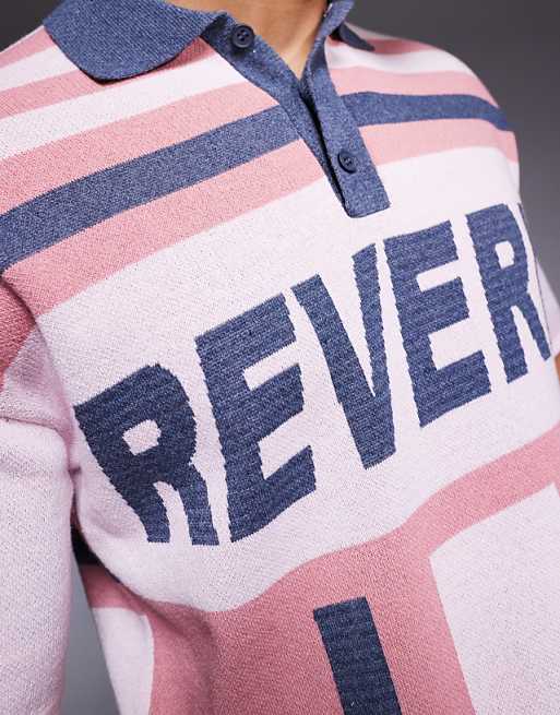 DESIGN Relaxed Knitted Polo With Reverie Graphic In Pink