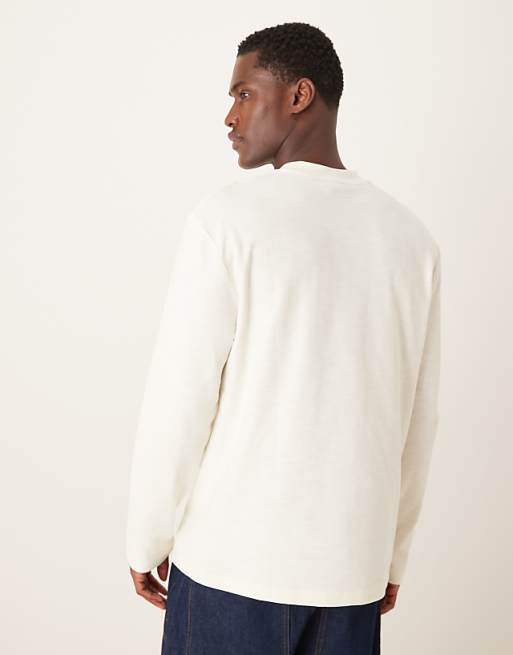 DESIGN Relaxed Long Sleeve T-shirt In Cream Texture