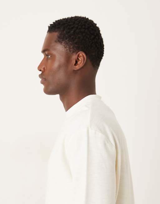 DESIGN Relaxed Long Sleeve T-shirt In Cream Texture