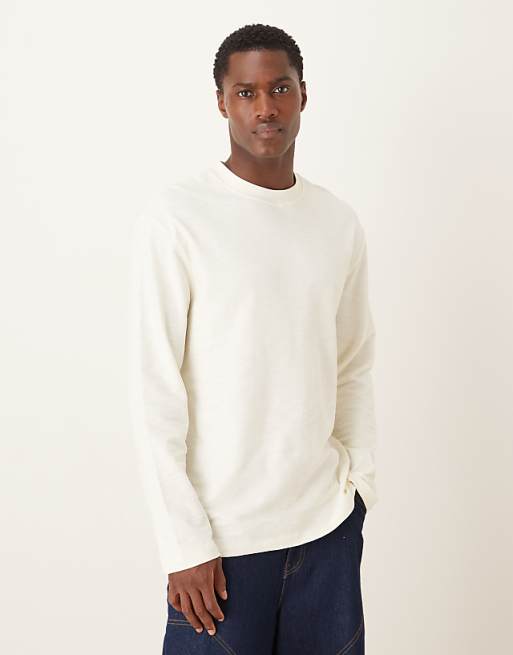 DESIGN relaxed long sleeve t-shirt in cream texture