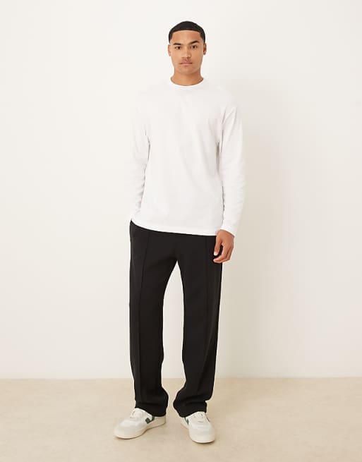 DESIGN Relaxed Long Sleeve T-shirt With Back Print In White