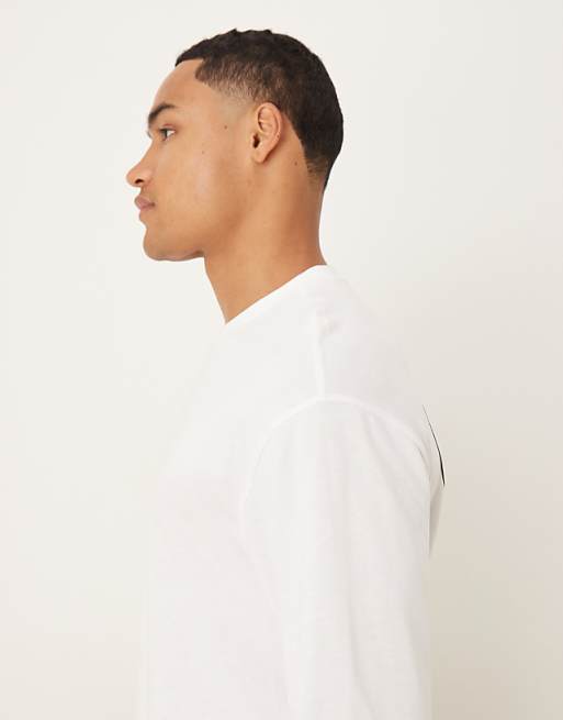 DESIGN Relaxed Long Sleeve T-shirt With Back Print In White