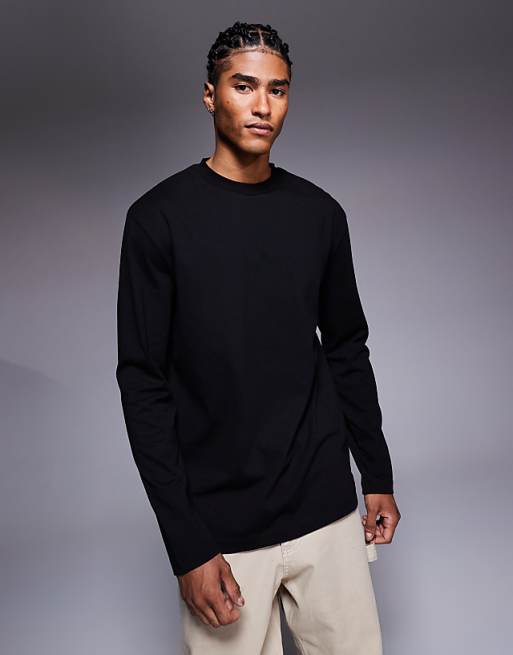 DESIGN Relaxed Long Sleeve T-shirt With Celestial Spine Graphic In Black