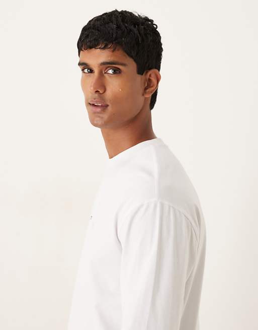 DESIGN Relaxed Long Sleeve T-shirt With Chest Print In White