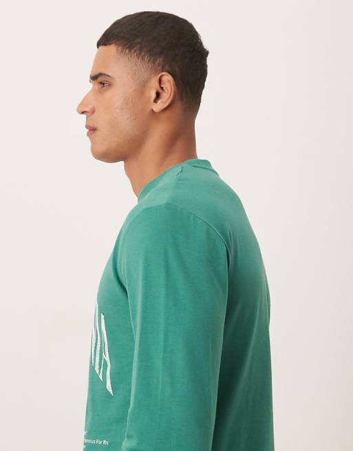 DESIGN Relaxed Long Sleeve T-shirt With Varsity Graphic In Green