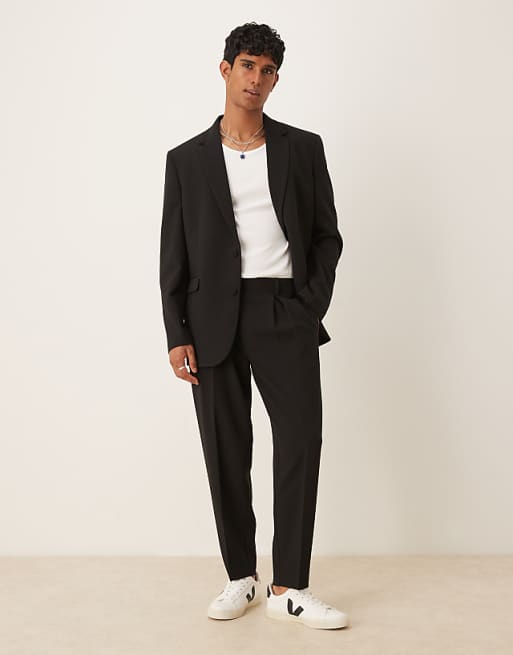 DESIGN relaxed longline suit in black