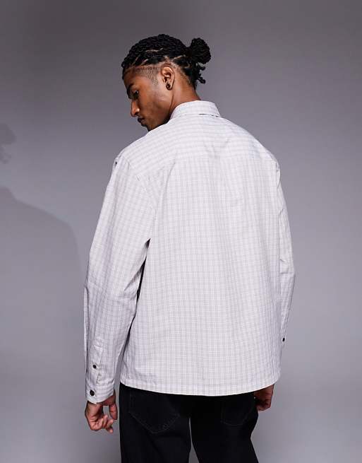 DESIGN Relaxed Overhead Shirt In Beige Check
