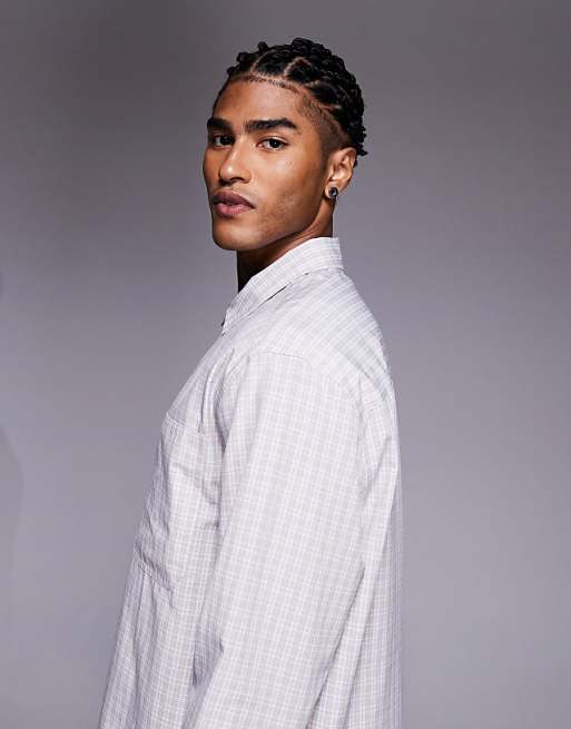 DESIGN Relaxed Overhead Shirt In Beige Check