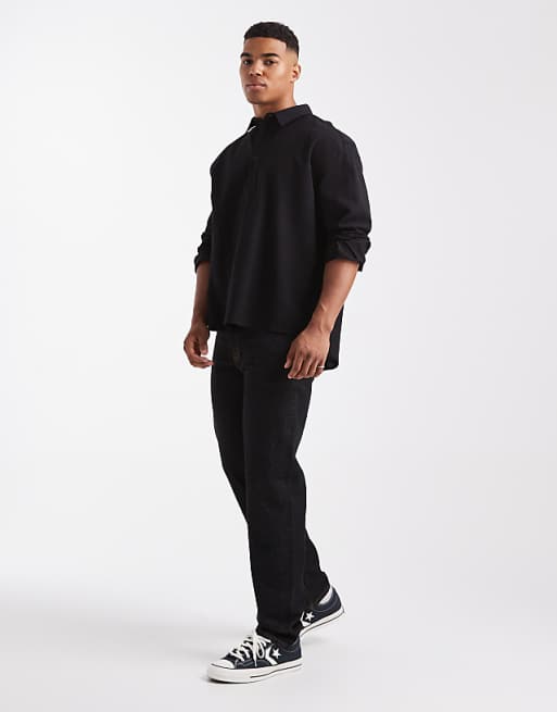 DESIGN Relaxed Overhead Shirt In Black