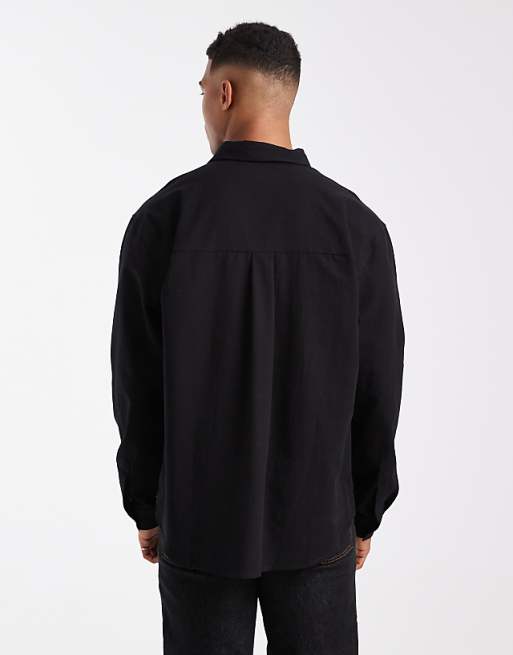 DESIGN Relaxed Overhead Shirt In Black