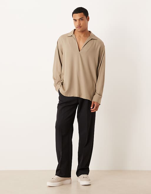 DESIGN Relaxed Overhead Shirt In Brown