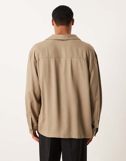 DESIGN Relaxed Overhead Shirt In Brown