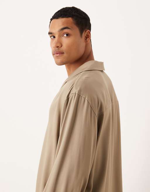 DESIGN Relaxed Overhead Shirt In Brown